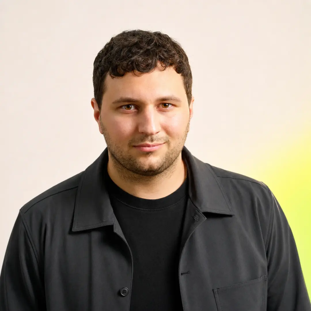 Edward Crowther, CEO and co-founder of Super Basic, in a dark overshirt against a pale backdrop
